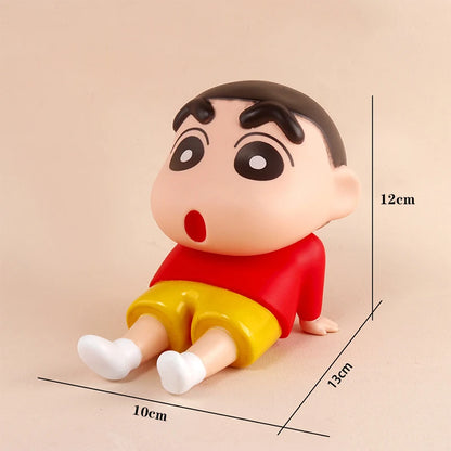 Crayon Shin-Chan Anime Figure Phone Holder Kawaii Desktop Ornaments Phone Support Mini GK Collection Decoration Toys Gifts