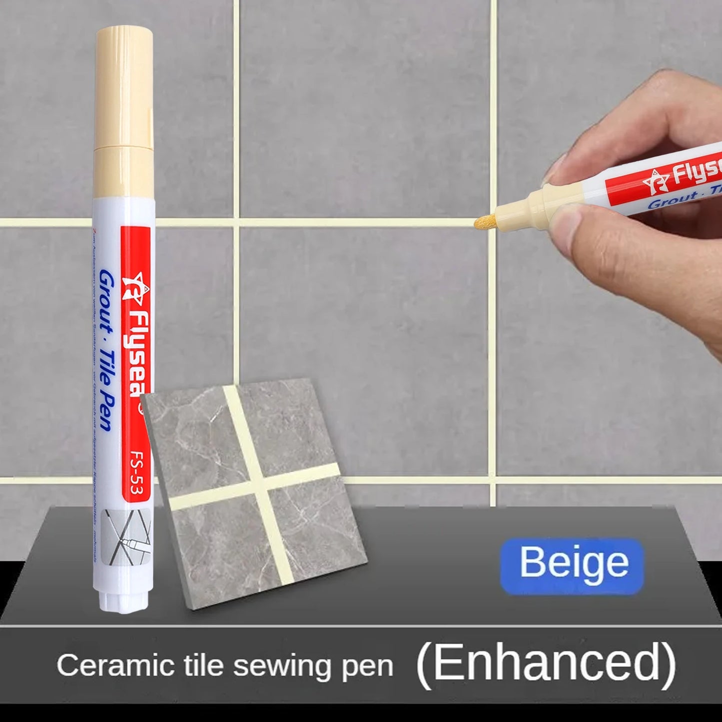 Grout Pen Waterproof Tile Marker Wall Seam Pen, for Tiles Floor Bathroom Decontamination Seam Repair (Black,White,Beige)