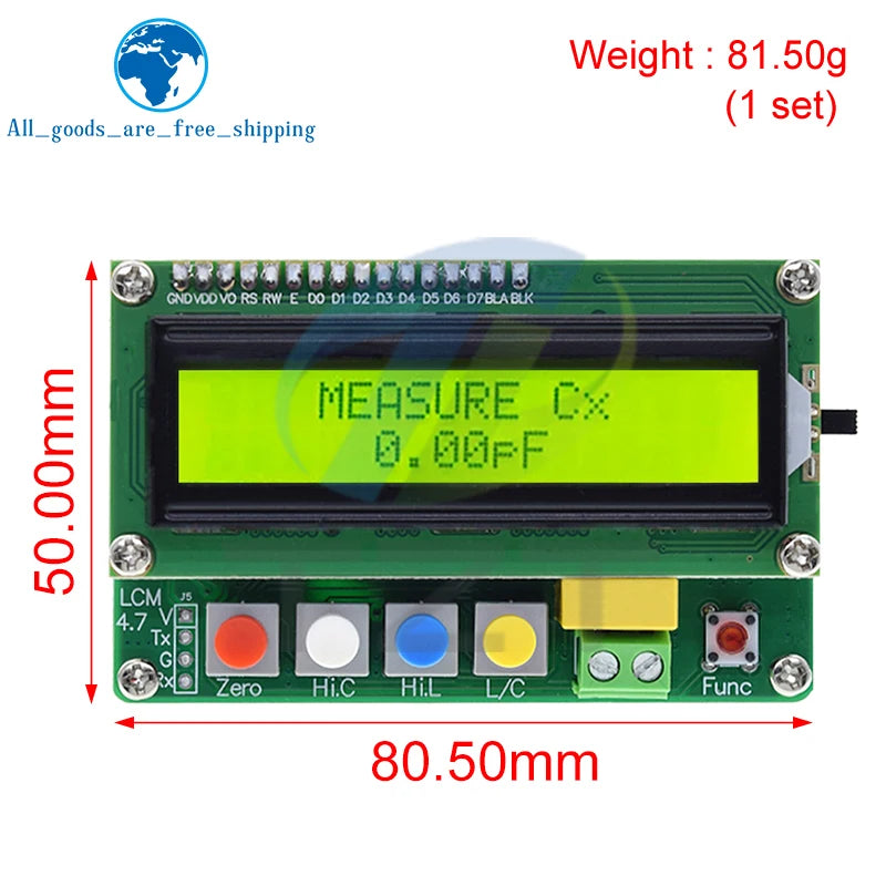 TZT LC-100A Digital LCD Capacitance Inductance Meter LC Meter 1pF-100mF 1uH-100H LCD Display High Precision Fully functional