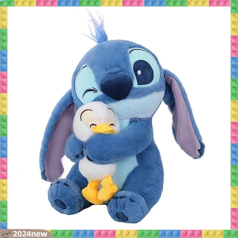 30/45cm Kawaii Plush Stitch Cartoon Hugs Donald Duck Stuffed Doll Children To Appease Sleeping Cartoon Collection Holiday Gifts