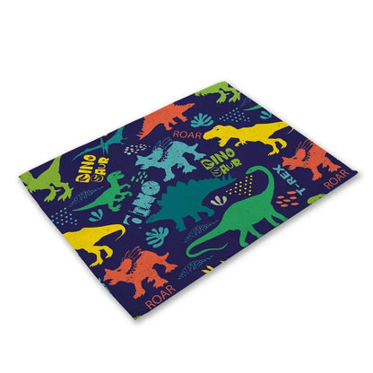 Cute Cartoon Dinosaur Place Mats mats For Children Kids Fabric Coaster Table Decoration Mat Kitchen Dining   Pads