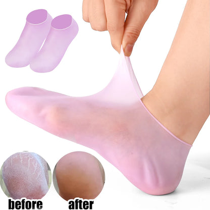 1-5Pairs Silicone Moisturizing Elastic Foot Socks DIY Spa Foot Masks Cracked Dead Skin Protector Reusable Pedicure Cares Tools