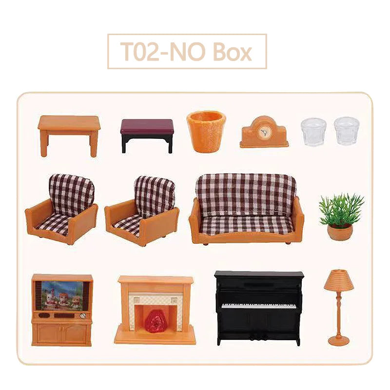 Dollhouse Miniature Accessories 1/12 Forest Family Home Furniture Collection Set Kitchen Cooking Pots For Children Girls Gift