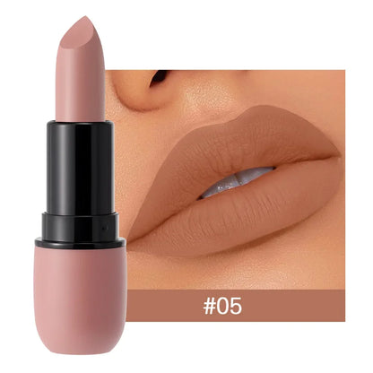 Nude Brown Matte Lipstick Makeup Waterproof Lasting Cosmetics Sexy Purple Red Velvet Lipsticks Tinted Non-stick Cup Lip Stick