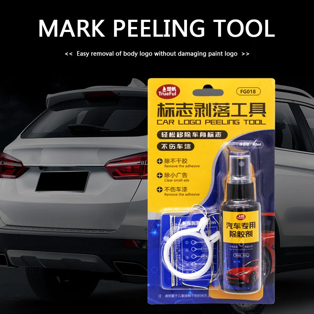 Car Logo Remover Kit Universal Car Lettering Removal Tool Car Scraper Lettering Adhesive 60ml Badge Emblem Decal Removal Tool