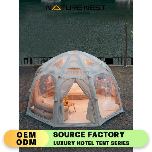 Octagonal Inflatable Tent Starry Circular Outdoor Camping Go Hike Round Circular cabin Polyester Cotton Inflatable Air Tent yurt