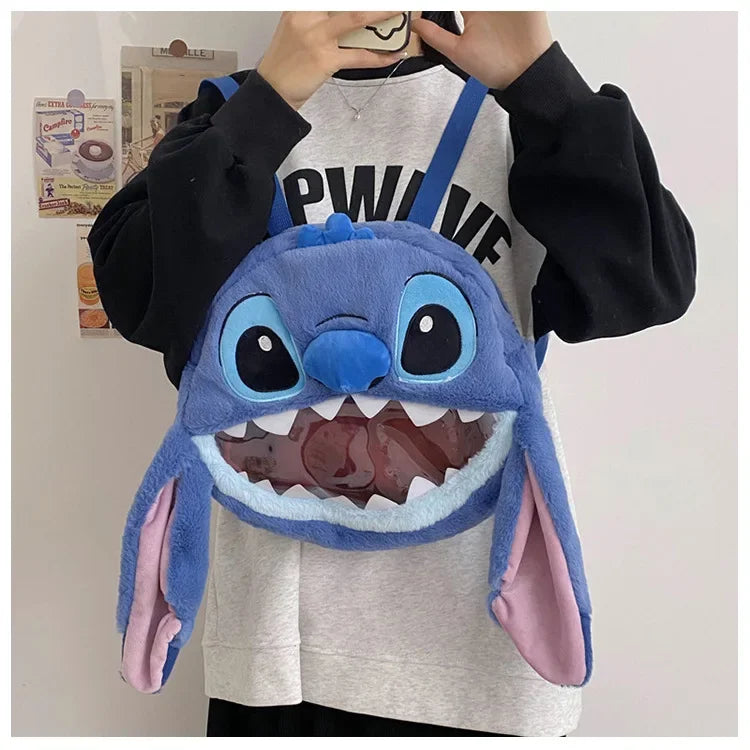 HOT Stitch See-through Bag Plush Doll Backpack Girls Large Capacity Cute Funny Backpack Anime Kawaii Cartoon School Bag Mochila