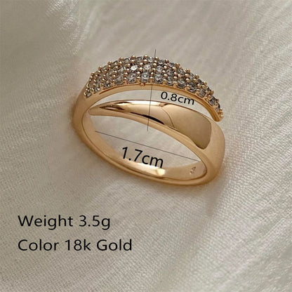 1 Pc Luxury Copper Zircon Open Adjustable Rings for Women Fashion Jewelry Gift