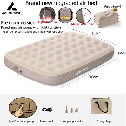 Interior Air Mattress Glamping Mats PVC Inflatable Sleeping Mattress Luxury 2 Person Camping Bed Mat Built-in Pump Thicken Mat