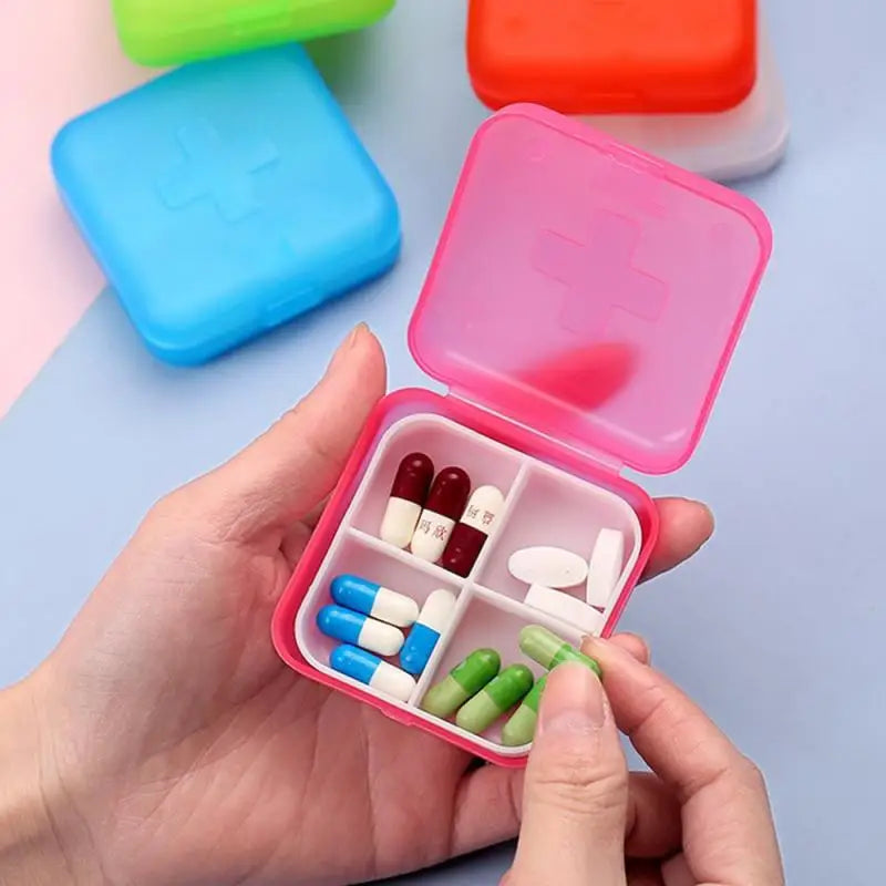 Mini Organizer Case 4 Grids Pill Box Tablet Pill Case Travel Drug Dispenser Storage Container Medicine Boxes Dispensing Medical