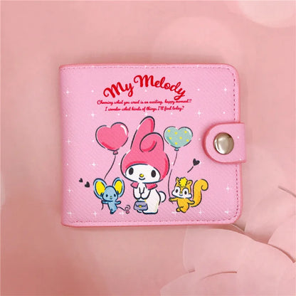 Kawaii Hello Kitty Cinnamoroll My Melody Kuromi Sanrio New Pu Casual Money Bag Coin Purse Card Holder Wallet With Buttons