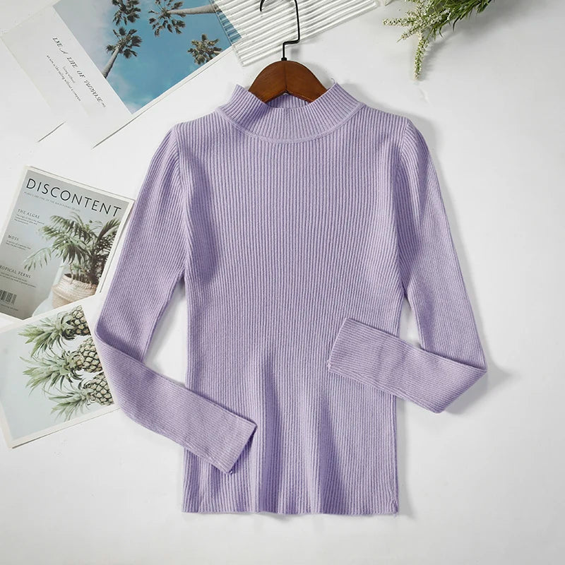 Women Turtleneck Sweater Knitted Soft Pullovers cashmere Jumpers Basic Solid Soft Sweaters Women Autumn Winter Casual Top