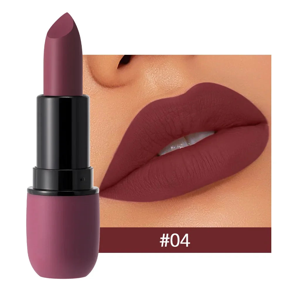 Nude Brown Matte Lipstick Makeup Waterproof Lasting Cosmetics Sexy Purple Red Velvet Lipsticks Tinted Non-stick Cup Lip Stick