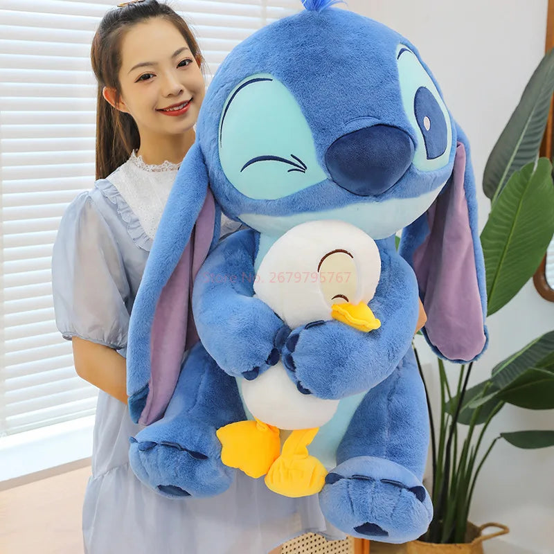 30/45cm Kawaii Plush Stitch Cartoon Hugs Donald Duck Stuffed Doll Children To Appease Sleeping Cartoon Collection Holiday Gifts