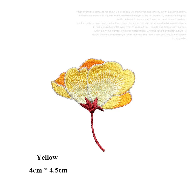 Small Begonia Blossoms Flower Patch Iron on Applique Floral Patch for Clothes Fabric Iron to Stick DIY Coat Jeans Accessories