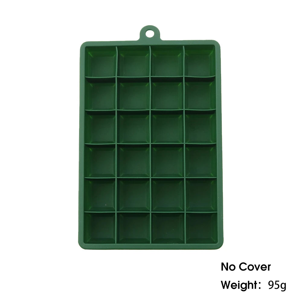 With Lid /No Lid 24-hole Silicone Ice Tray Square Box Auxiliary Food Puree Cheese Jelly Mold Bar Kitchen Tool Cocktail Cube