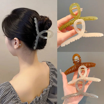 Plastic Transparent Large Size Hair Claw Fashion Ladies Hair Clips Women Hair Accessories Headwear Ponytail Hairpins Headwear