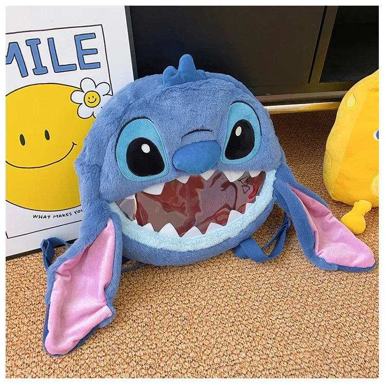 HOT Stitch See-through Bag Plush Doll Backpack Girls Large Capacity Cute Funny Backpack Anime Kawaii Cartoon School Bag Mochila