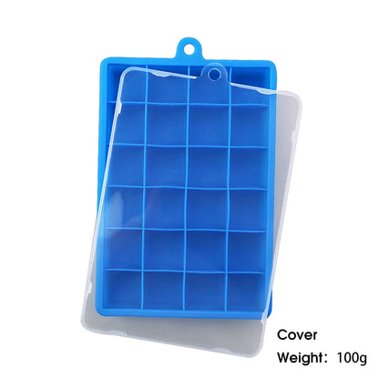 With Lid /No Lid 24-hole Silicone Ice Tray Square Box Auxiliary Food Puree Cheese Jelly Mold Bar Kitchen Tool Cocktail Cube