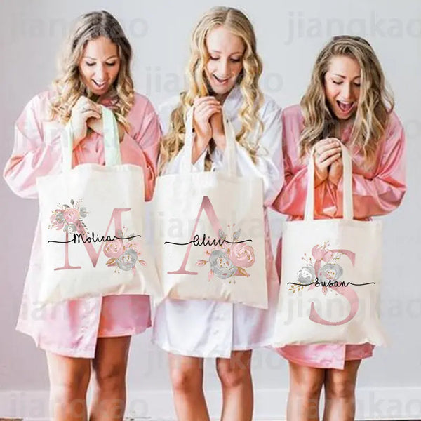 Personalized Bridesmaid Tote Bags Maid of Honor Custom Name  Handbag Bridal Bachelorette Party Gifts Bride Wedding Shoulder Bag