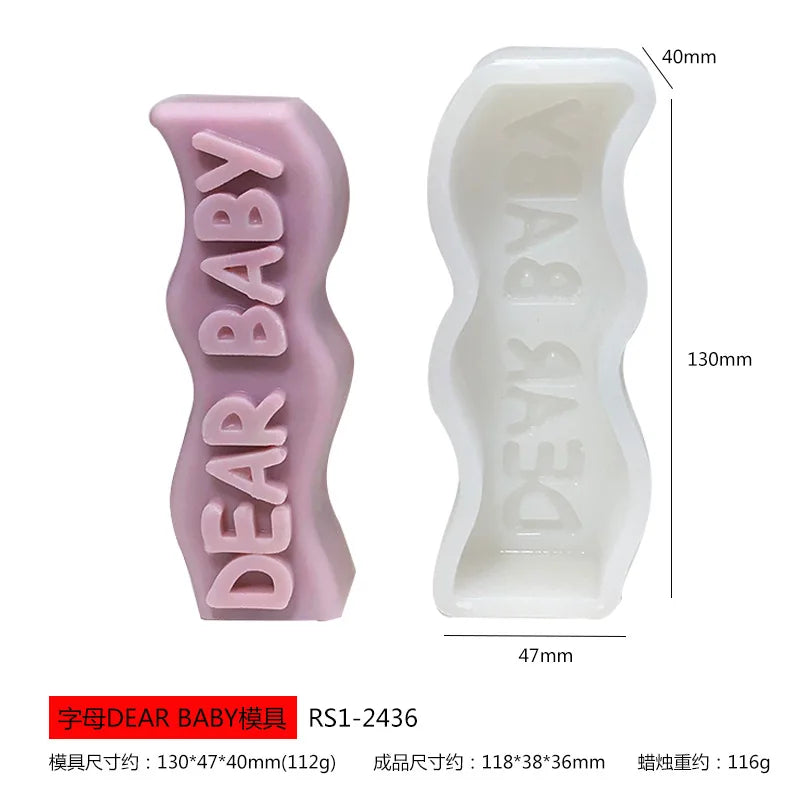 Valentine's Day Silicone Candle Mold 3D Wave Letter Handmade DIY Craft Mould Resin Epoxy Form for Candles Soap New 2024