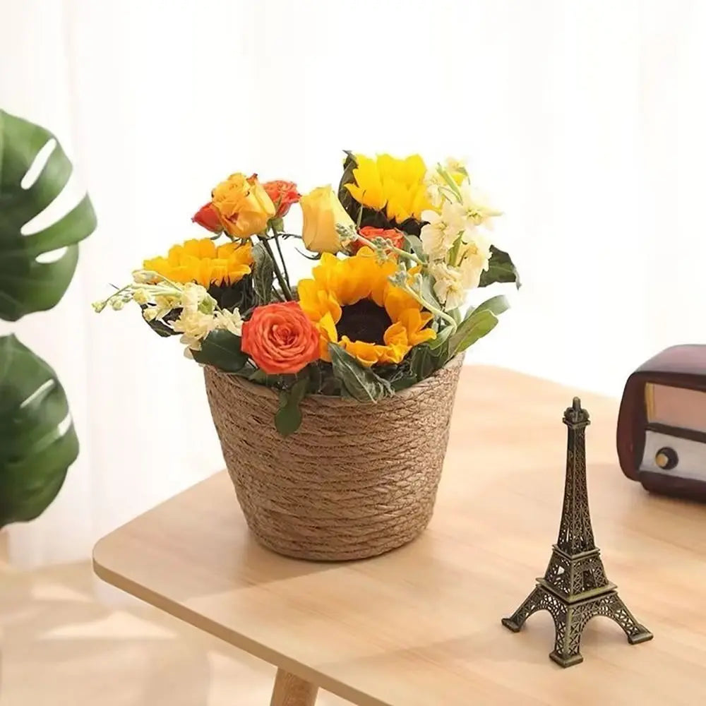 1Pc Grass Woven Flowerpot Mini/S/M/L Rattan Straw Flower Pot Basket Durable Planter Basket New Woven Plant Flower Basket