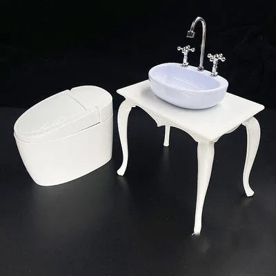 1/6 Scale Toilet Dollhouse Furniture Bathroom Modeling Wash Basin Bathroom Sink Model Simulation Accessory House Decor Toys