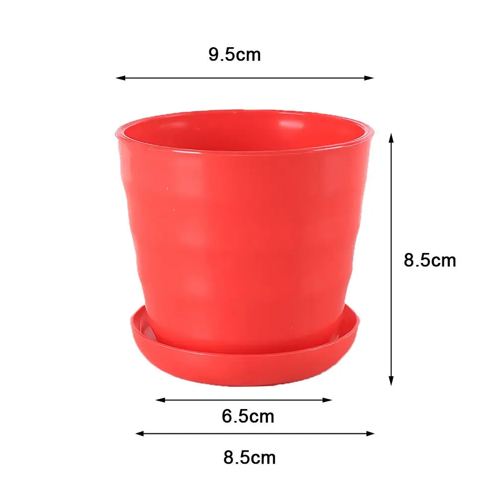 Colorful Plastic Flower Pot Green Plant With Trays Green Plant Succulent Plant Flowerpot Desktop Decoration Home &Garden Supply