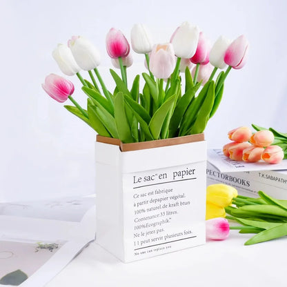 5Pcs Artificial Flowers Tulip Bouquet PE Fake Flowers Wedding Garden Decoration Outdoor Home Garden Bouquet Vase Decor Plants