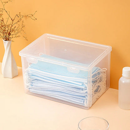 1 Large Capacity Desktop Storage Box, Stackable Clamshell Box, Suitable For Bathroom, Kitchen, Office, Transparent Storage Box