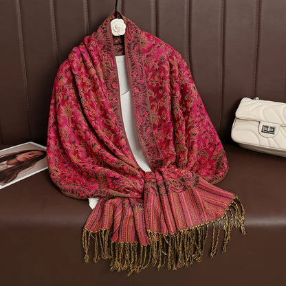 Tassel Blanket Design Thick Pashmina New Winter Warm Shawl Wrap Cashmere Scarf Women Neckerchief Poncho Stoles 2024