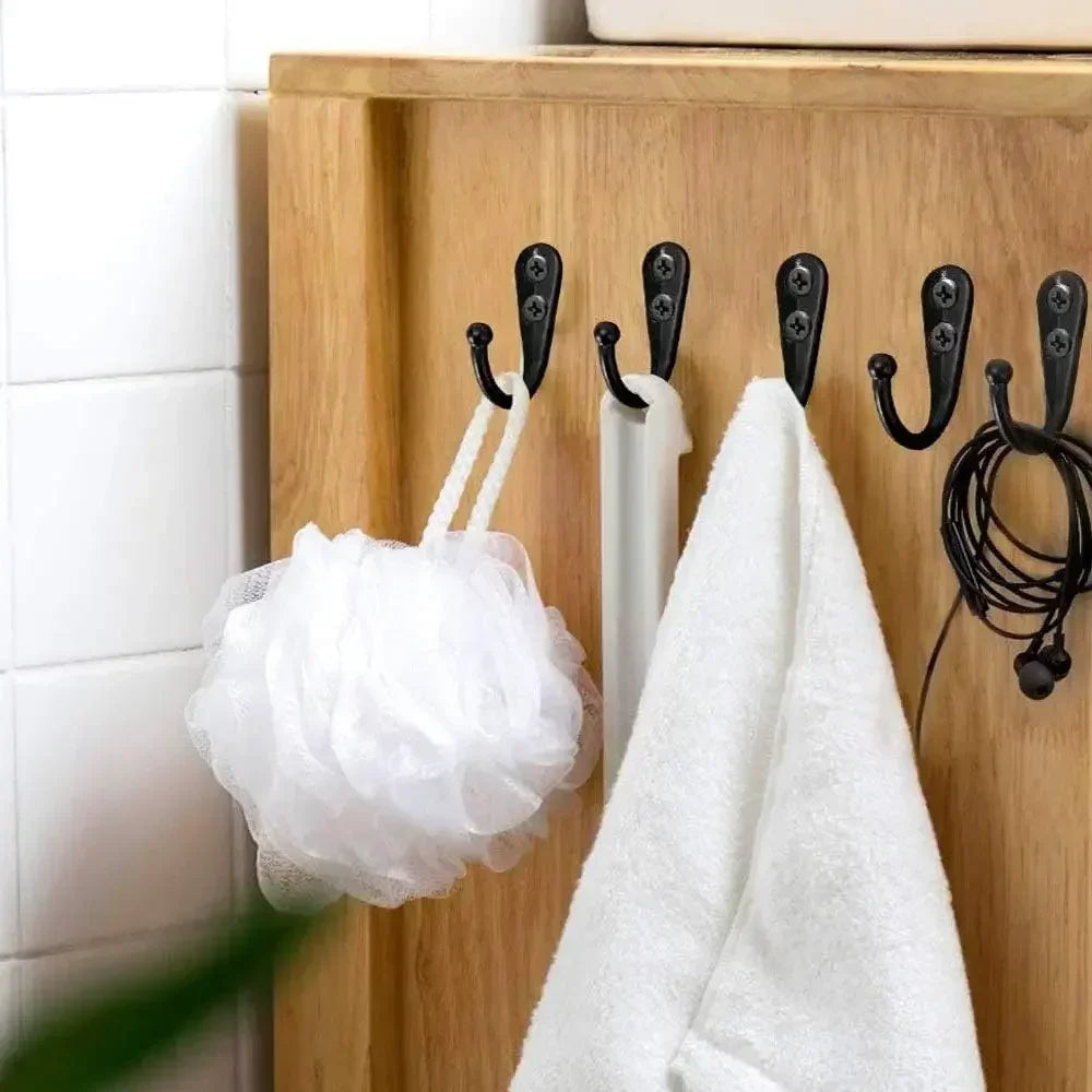 10Set Alloy Hooks with Screws Wall Mounted Hanging Hangers for Coat Towel Bags Caps Hook Kitchen Bathroom Storage Rack Holders