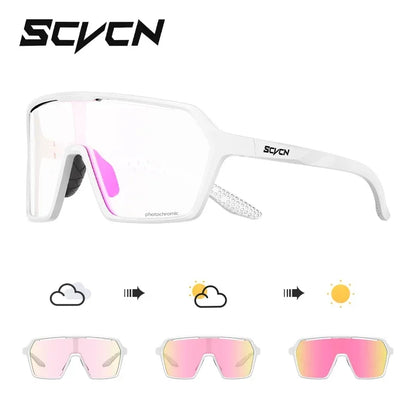 SCVCN Color Photochromic Cycling Glasses UV400 Sunglasses for Men Women Driving Glasses MTB Road Bike Sport Eyewear Running