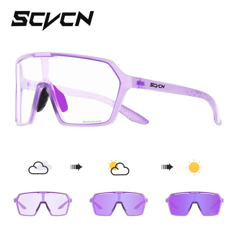 SCVCN Color Photochromic Cycling Glasses UV400 Sunglasses for Men Women Driving Glasses MTB Road Bike Sport Eyewear Running