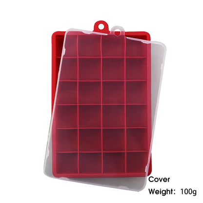 With Lid /No Lid 24-hole Silicone Ice Tray Square Box Auxiliary Food Puree Cheese Jelly Mold Bar Kitchen Tool Cocktail Cube