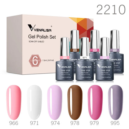 Venalisa Nail Gel Polish Kit Christmas Gift Winter Color Collection Semi Permanent New Learner Nude Pink Nail Varnish Set