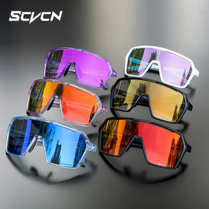 SCVCN Color Photochromic Cycling Glasses UV400 Sunglasses for Men Women Driving Glasses MTB Road Bike Sport Eyewear Running