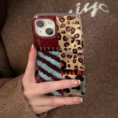 Luxury Laser Y2K Leopard Print Pattern Phone Case for Samsung Galaxy S25 S24 S23 Ultra Plus 5G S21 FE Feather Texture Hard Cover