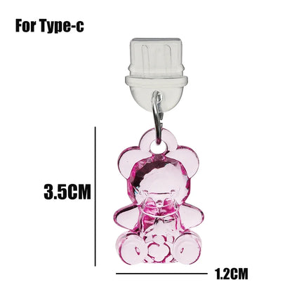 Cute Cartoon Bear Phone Dustplugs Type C/IOS Silicone Dust Plug Mobile Phone Charging Port Stopper Cap for Iphone Xiaomi Samsung