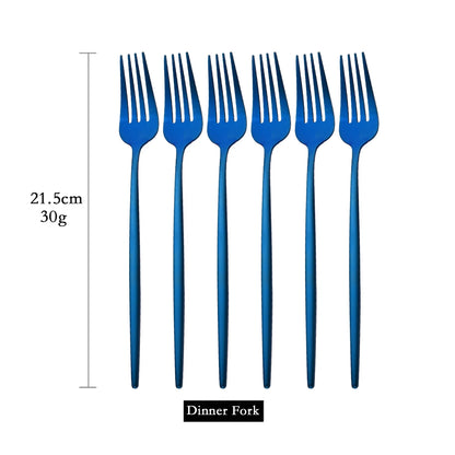 Green Gold 6Pcs Dinner Fork Tableware Dinnerware Stainless Steel Silverware Kitchen Party Flatware Matte Black Cutlery Set