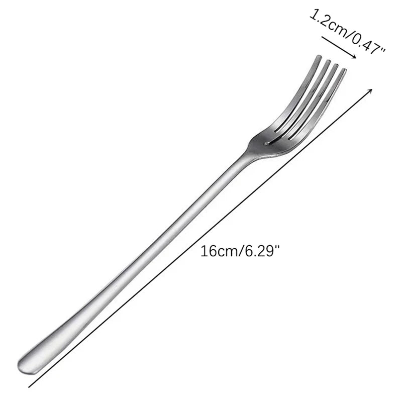 Stainless Steel Dinner Fork Long Handle Table Forks Set Korean Cutlery Four Tine Salad Dessert Fruit Forks Kitchen