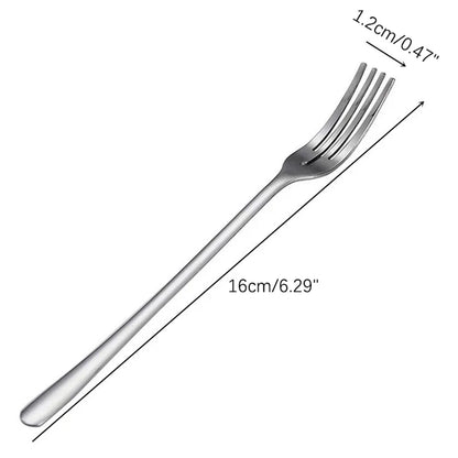 Stainless Steel Dinner Fork Long Handle Table Forks Set Korean Cutlery Four Tine Salad Dessert Fruit Forks Kitchen