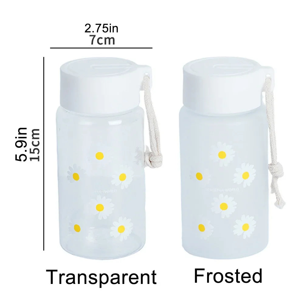 Small Daisy Frosted Plastic Mug, Portable Transparent Travel Tea Cup, Cute BPA-Free Water Bottle for Outdoor Use