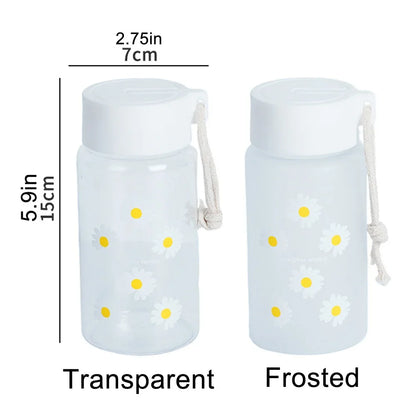 Small Daisy Frosted Plastic Mug, Portable Transparent Travel Tea Cup, Cute BPA-Free Water Bottle for Outdoor Use