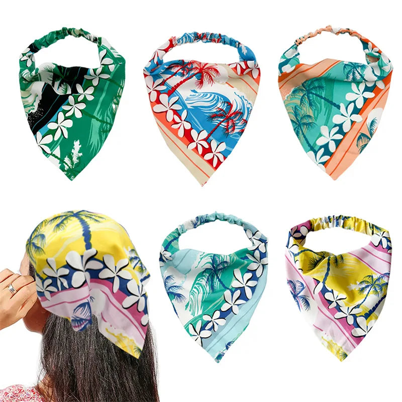 New Boho Triangle Bandanas Cotton Floral Print Elastic Hair Bands Headband Hairband Scrunchies Hair Scraf Girls Hair Accessories