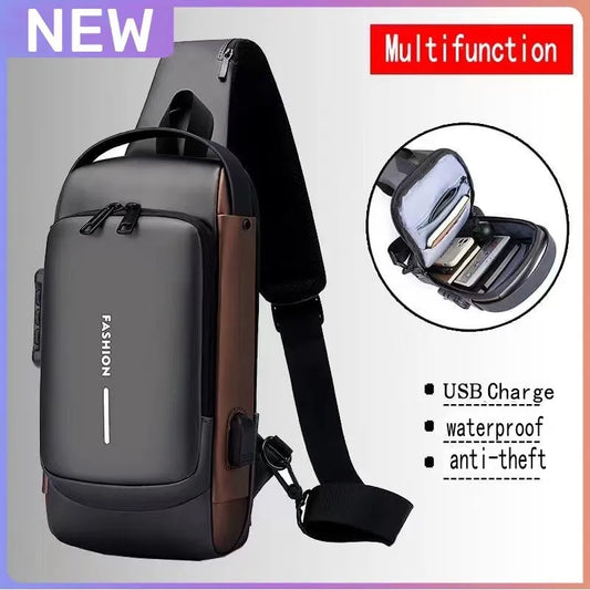 Desinger Multifunction Anti-theft USB Shoulder Crossbody Bag Travel Sling Pack Messenger Pack Chest Bag Male Luxury Brand Men