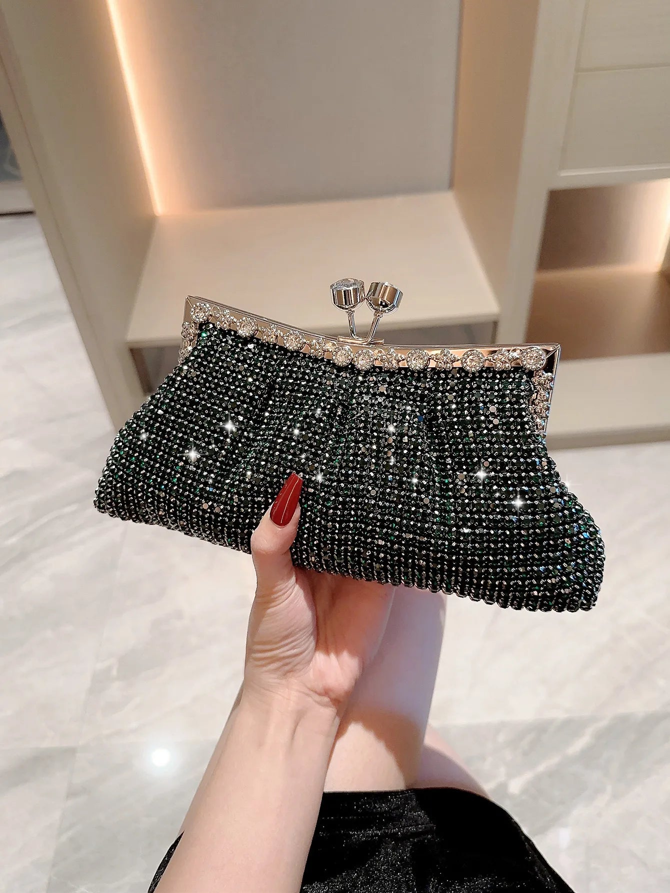 Women Luxury Rhinestone Evening Clutch Bag Detachable Chain Wedding Purse Prom Banquet Handbag Female Elegant Party Shoulder Bag