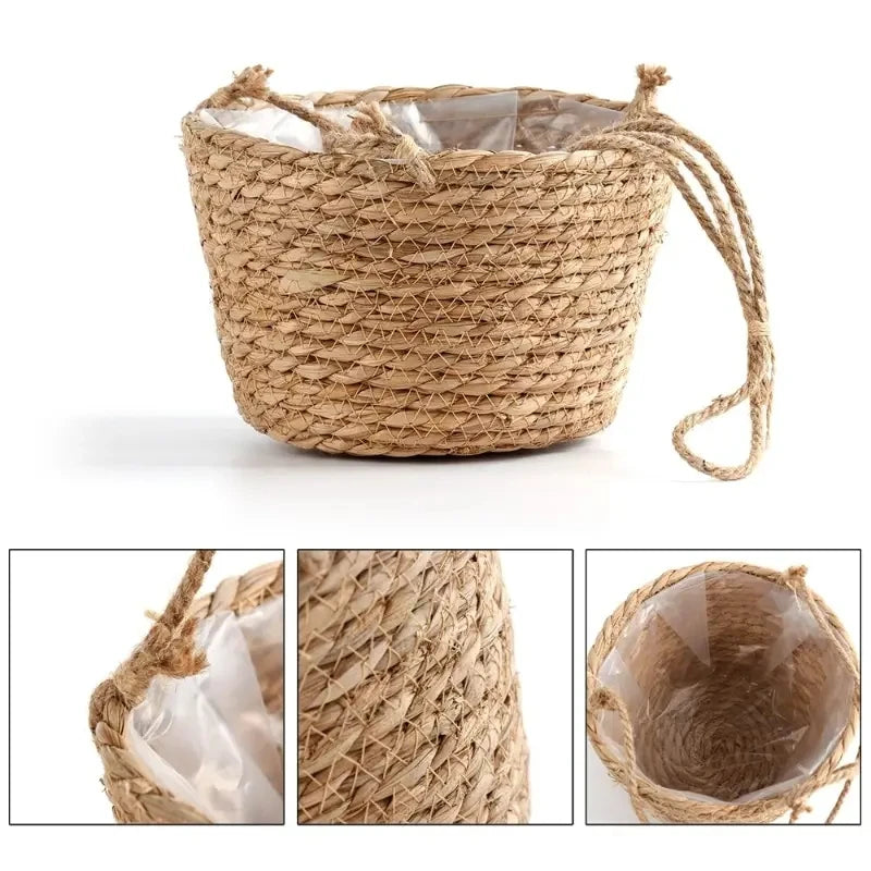 1 Set, Garden Hanging Planter Macrame Plant Storage Basket Jute Rope Woven Indoor Outdoor Flower Pot Holder Plant Hangers Home D