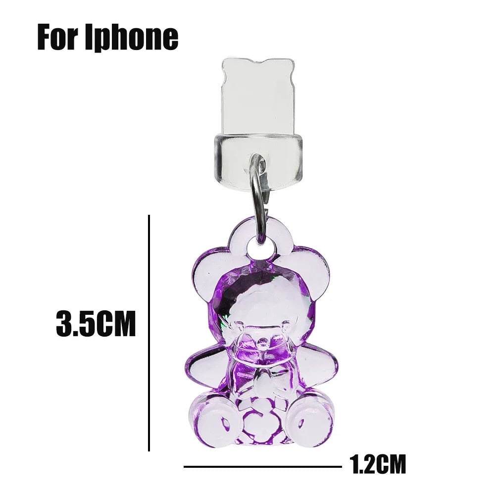 Cute Cartoon Bear Phone Dustplugs Type C/IOS Silicone Dust Plug Mobile Phone Charging Port Stopper Cap for Iphone Xiaomi Samsung