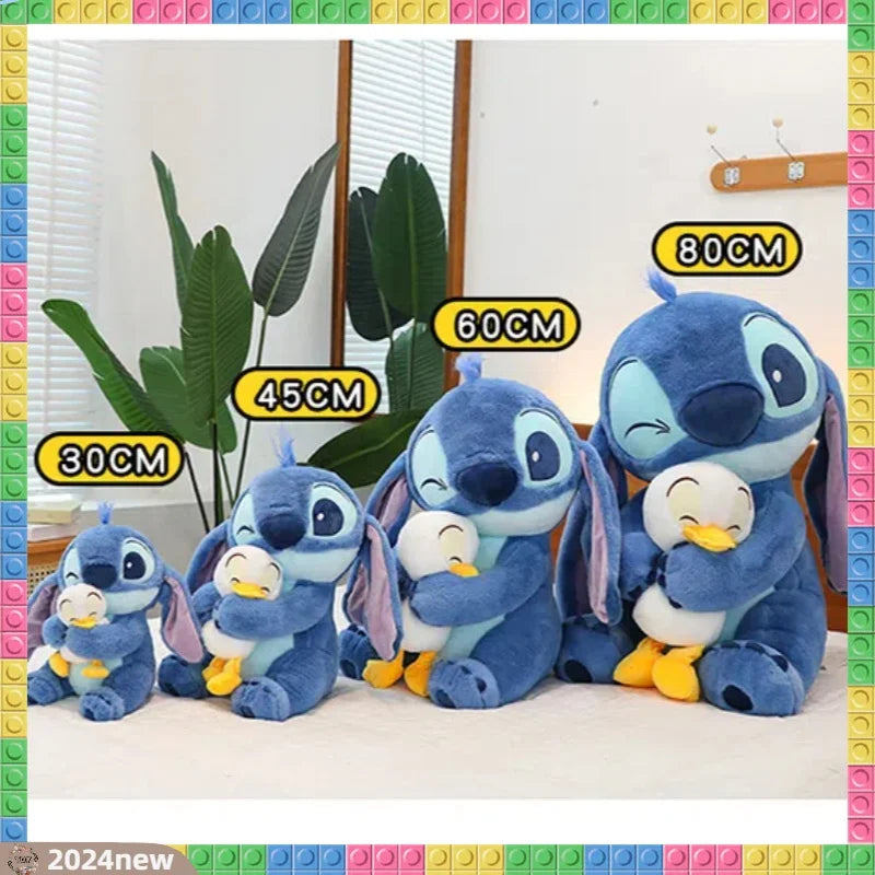 30/45cm Kawaii Plush Stitch Cartoon Hugs Donald Duck Stuffed Doll Children To Appease Sleeping Cartoon Collection Holiday Gifts